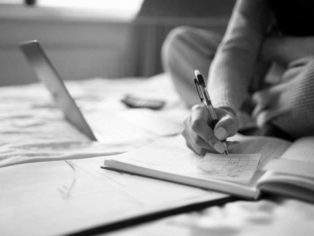 The awareness assumption: person making notes and planning